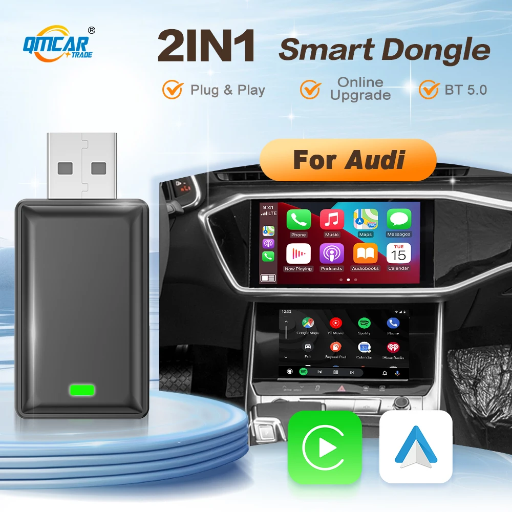 

Android Auto Carplay Wireless Adapter 2in 1 smart Dongle For Audi A1 A3 A5 Q2 Q7 R8 Q3 Q5 TT E-tron E‑tron GT