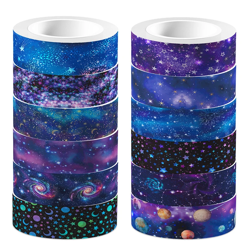 12Pcs Universe Washi Tape Scrapbooking Supplies Washitape Diary Decoration Decorative Adhesive Tape School Supplies Masking Tape 2