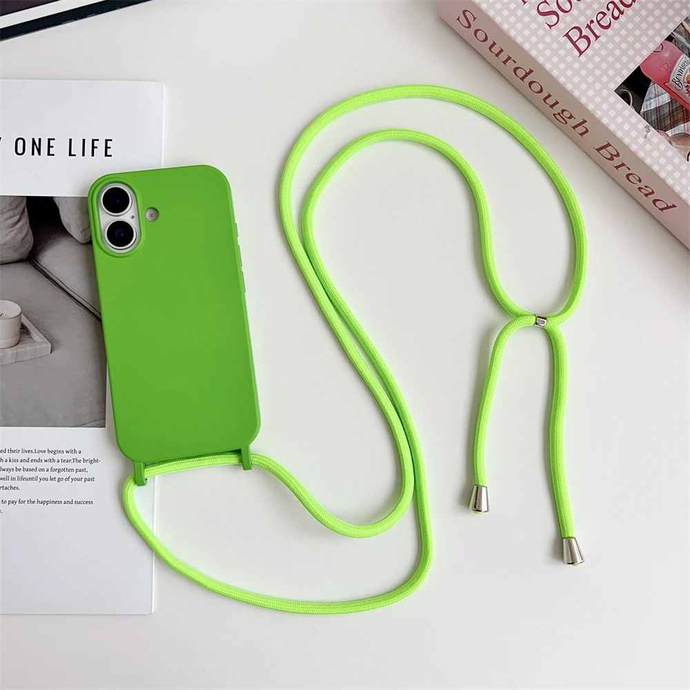 Crossbody Liquid Silicone Phone Case with Lanyard in Matte Candy Color