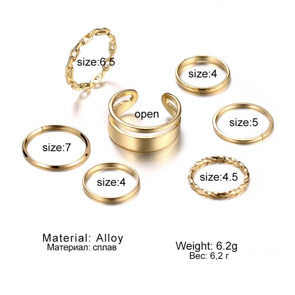 7pcs Fashion Jewelry Rings Set