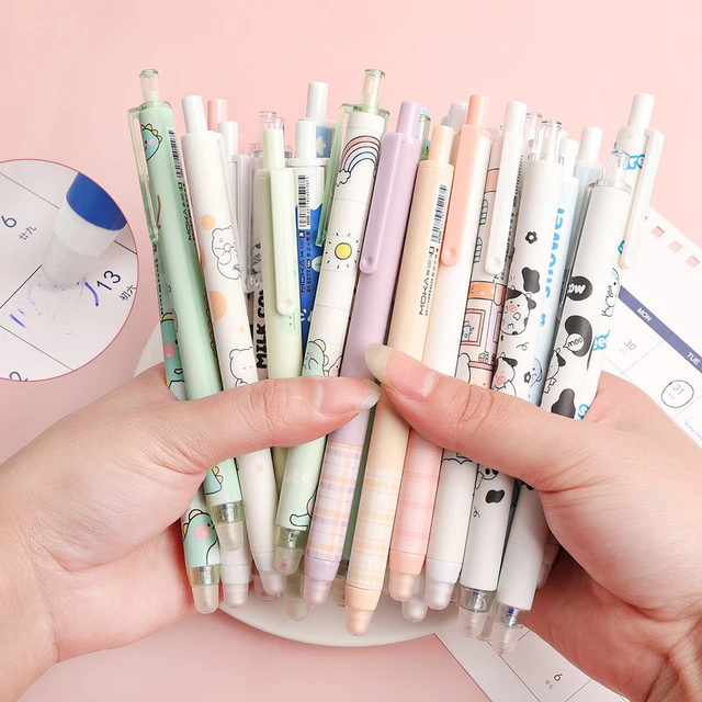 24 pack Blue Erasable Kawaii Cute Cartoon Gel Ink Pens Assorted Style  Writing Pens for Birthday Present School Prize Student Gift Fun Kiddos Girl  Pens