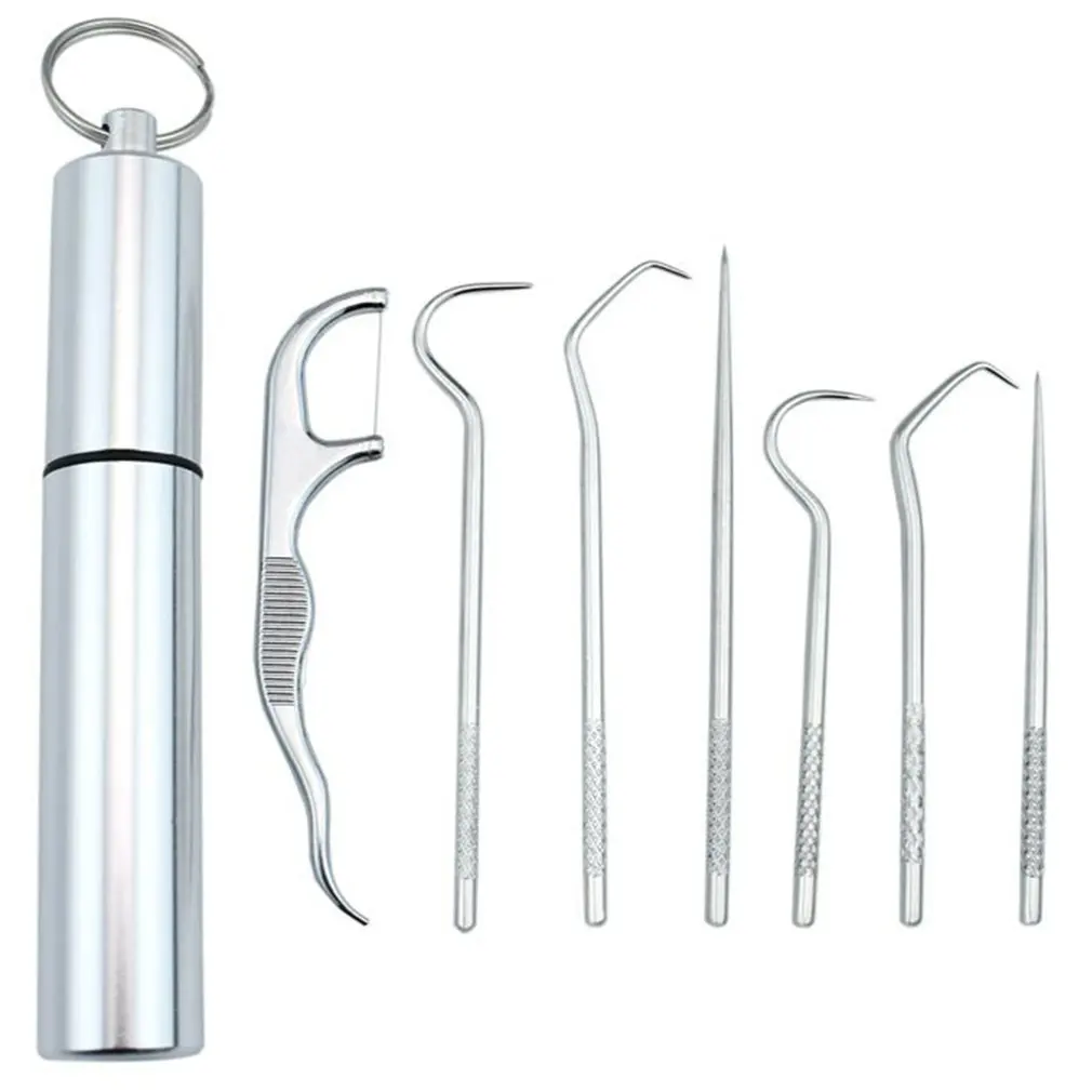 5 Pieces/Set Portable Metal Toothpicks,Pocket Keychain Titanium toothpick Stainless Steel Toothpick Reusable Toothpicks Holder for Outdoor Camping Picnic Travel 