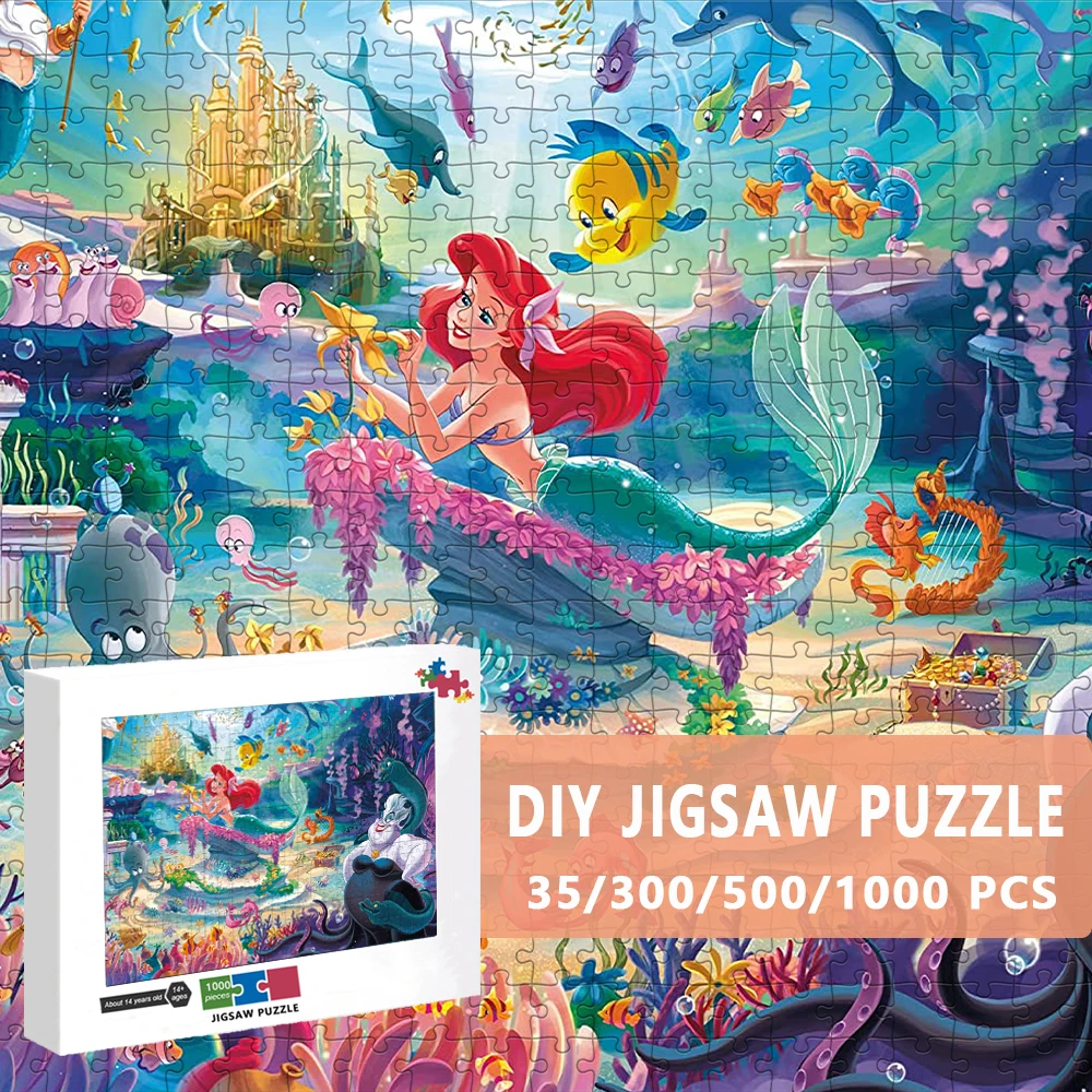 The Little Mermaid Jigsaw Puzzles 300/500/1000 Pieces Disney Puzzle Cartoon Characters Children Educational Creativity Toy