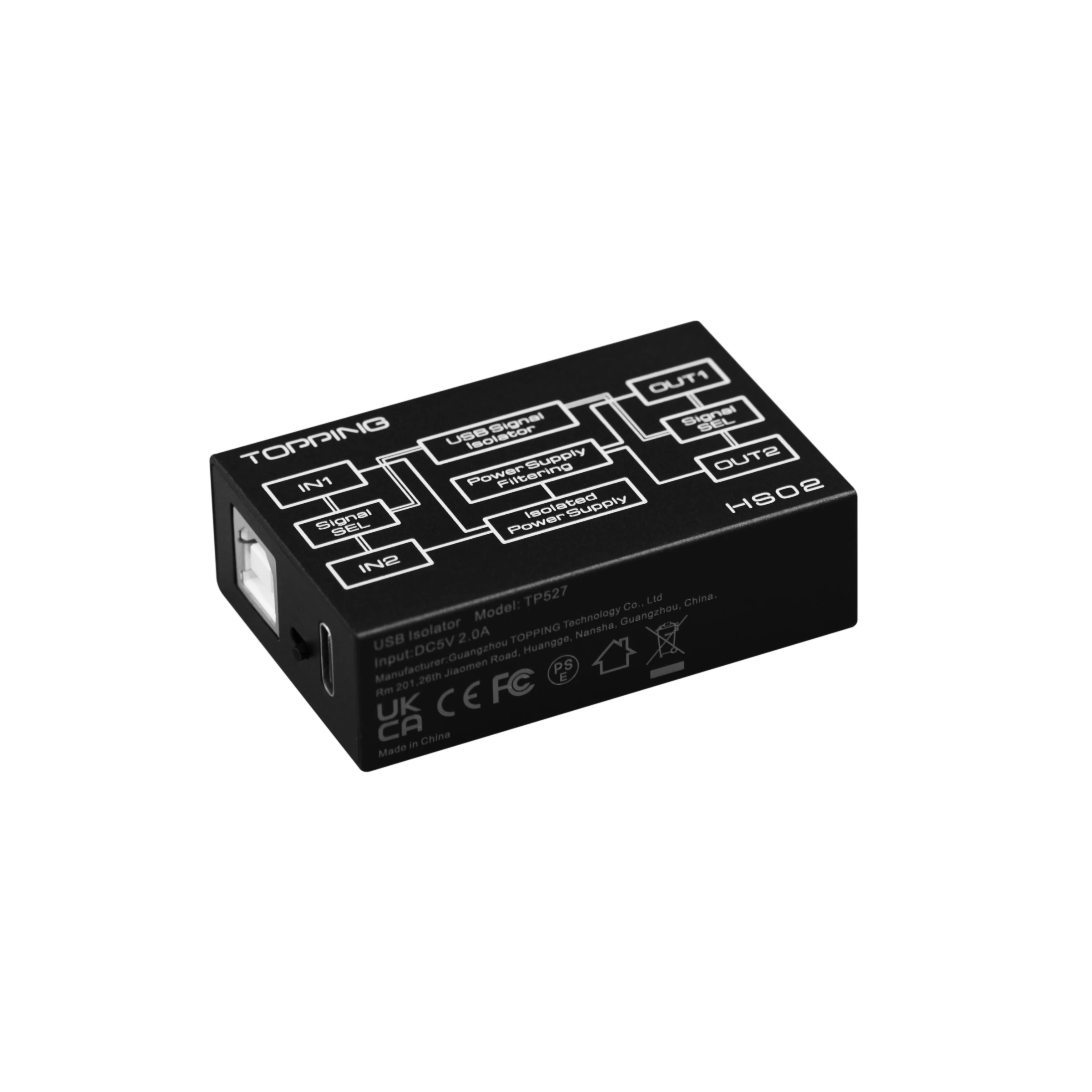 

Высокопроизводительный аудио изолятор TOPPING HS02 USB 2,0, вход Type C, 1500KVRMS PCM32bit/768kHz DSD512, встроенный 0,073 ультра низкая задержка