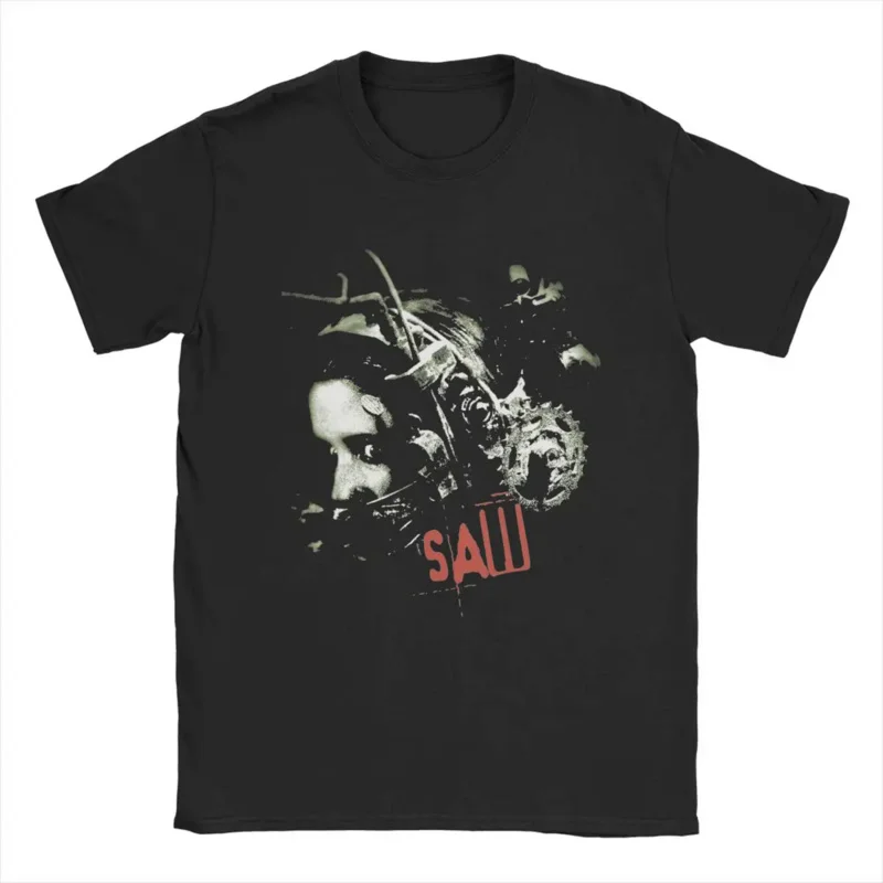 

Men T-shirt saw horror movie cool cotton tees Short Sleeve T shirt round collar clothing unique