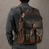 Luufan Genuine Leather Backpack Men Vintage Crazy Horse Leather Bucket Daypack Large Capacity Male Travel Backpack School Bags 1