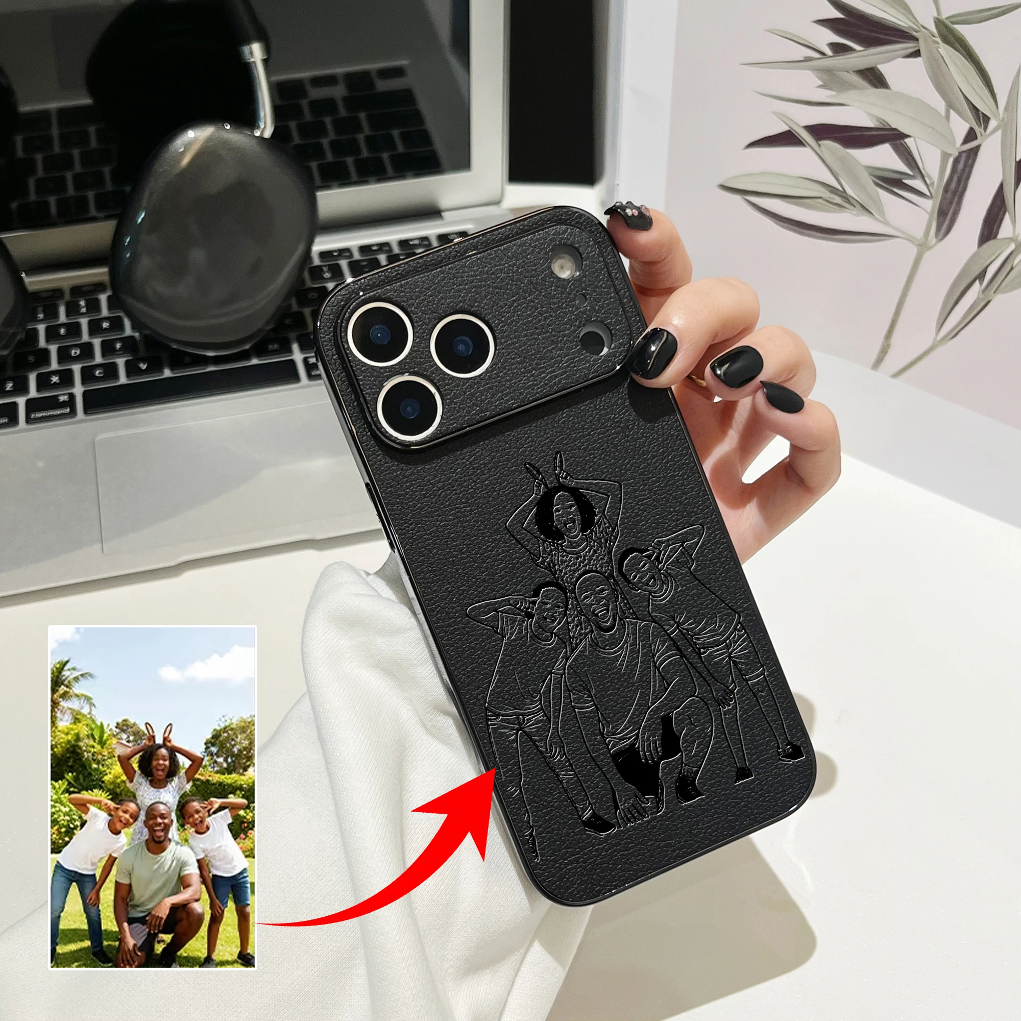 Personalized Custom Photo Sketch Lines Style 3D Laser Engraving Luxury
