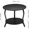 Coffee Table with Open Storage,23" 2-Tier Coffee Side Tables for Small Space, Accent Center Table Circle Sofa End Table 3