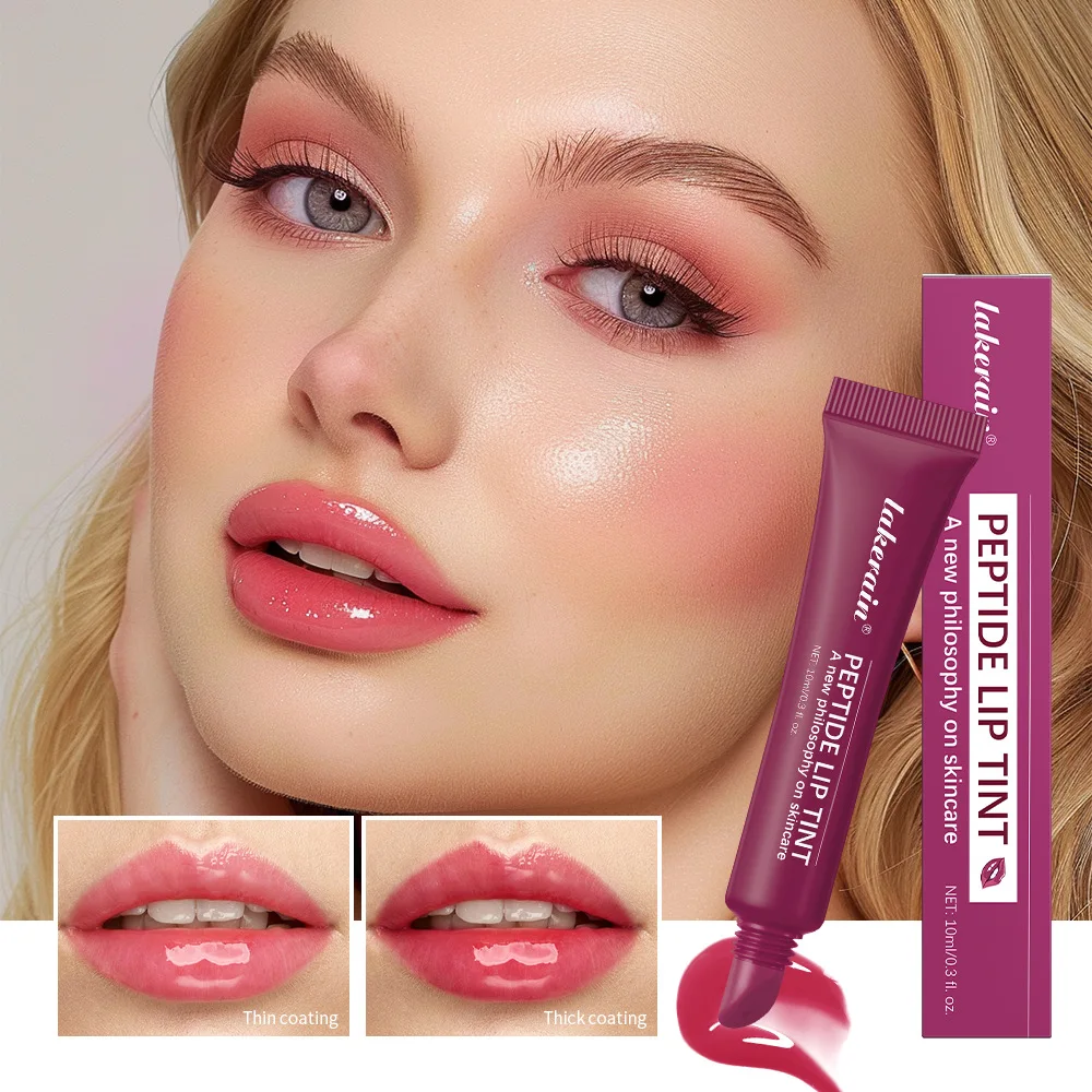 Lakerain 4-color Polypeptide Tinted Lip Balm Moisturizing Long-lasting Hydrating Water Gloss dewy and glossy mirror lip make up 2