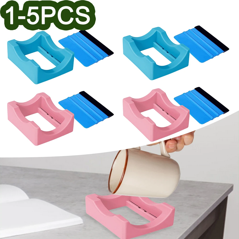 1-5PCS Silicone Cup Cradle Stand Waterproof Two Angle Support Tumbler Cradle Rack Household Anti Slip Glass Cup Slot Rack cup storage holder