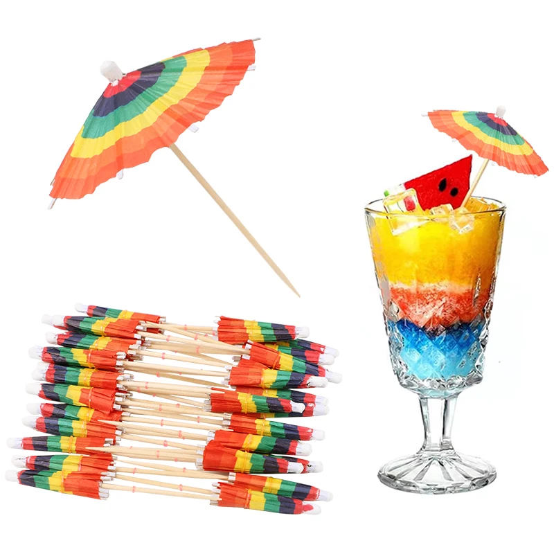 30/50 Stück Regenschirm-Cocktail-Picks für hawaiianische Sommer-Tropen-Geburtstagsfeier-Dekoration, Cupcake-Topper, Lebensmittel-Obst-Picks, Hochzeit – Detail 14