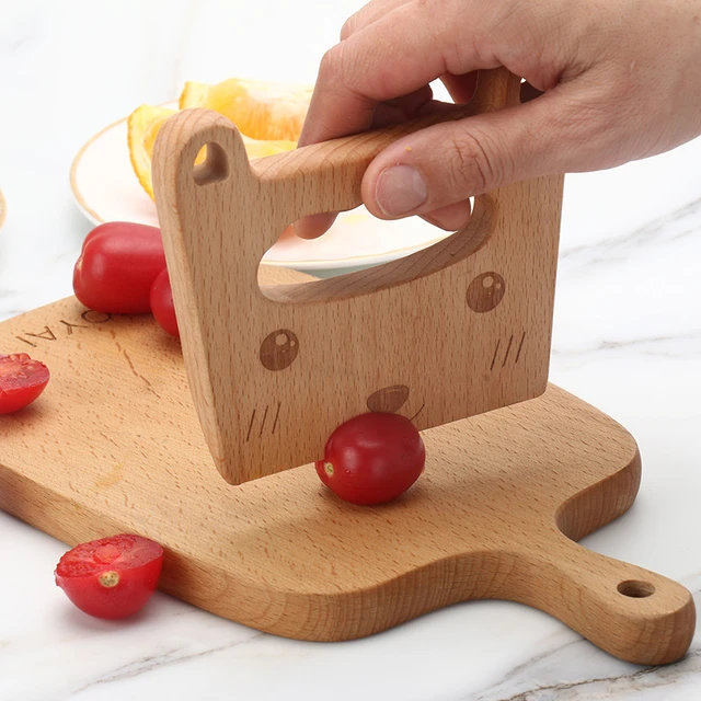 Cuchillo de madera seguro para niños, juguete educativo Montessori para  cortar frutas y verduras - AliExpress