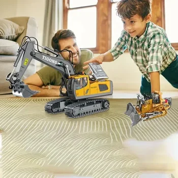 1pc-Professional Grade RC Excavator - 2.4GHz 11-Channel Dirt Mover with Realistic Dump Truck Action 1