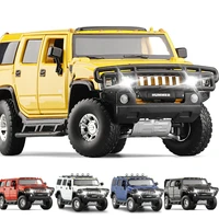 1/32 Hummer H2 SUV Off Road Toy Car JKM Diecast Metal Miniature Model Sound & Light Doors Openable Collection Gift for Kids Boy 1