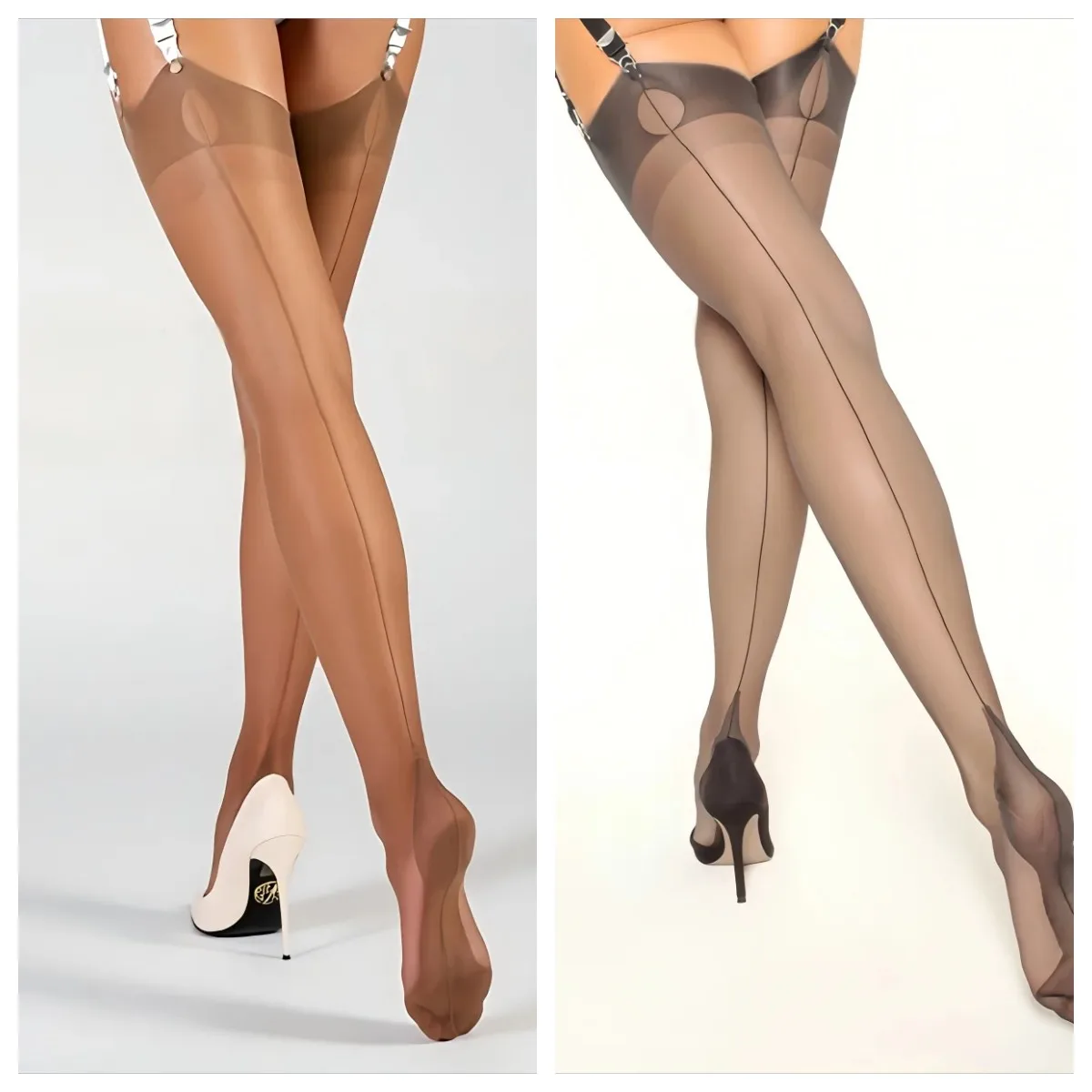 Women's Ultra-Thin Retro Nylon Suspender Stockings - Elegant and Sexy Formal Wear