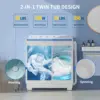 Washing Machine, 40Lbs Compact Washing machine, Twin Tub Laundry Washer Machine with Built-in Drain Pump, Semi-Automati 6