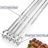 Stainless Steel Barbecue Skewers Stick Set, Reusable Kebab Sticks, Flat Metal, BBQ Tool, Meat, Shrimp, Chicken, 10 Pcs 4