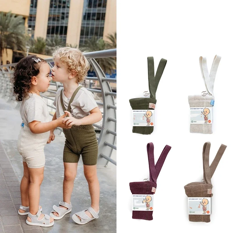 Baby Suspender Pantyhose New Summer SS Brand Infant Tights Girls Boys Cute Solid High Waist Bandage Overall Breathable Leggings