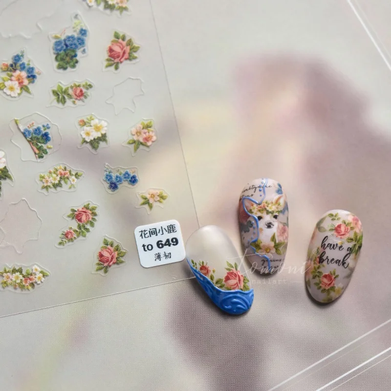 

[Meow.Sensei] Thin and Tough 649-Season Hot Adhesive Nail Stickers Japanese Stickers Nail Stickers Flower Deer