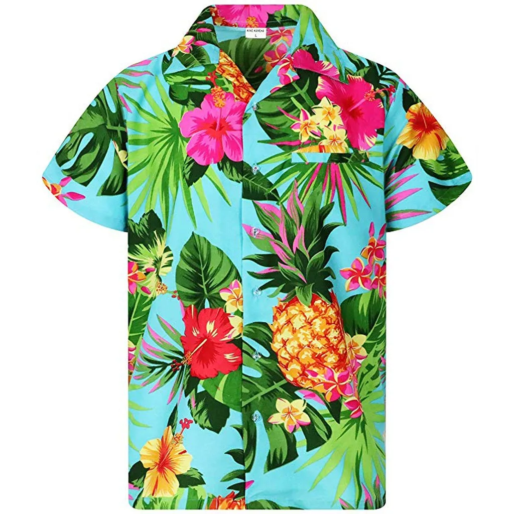 

Mens Floral Hawaiian Shirts Ethnic Style Short Sleeve Loose Buttons Shirt Blouse Beach Wear Holiday Party Aloha Shirts Chemise