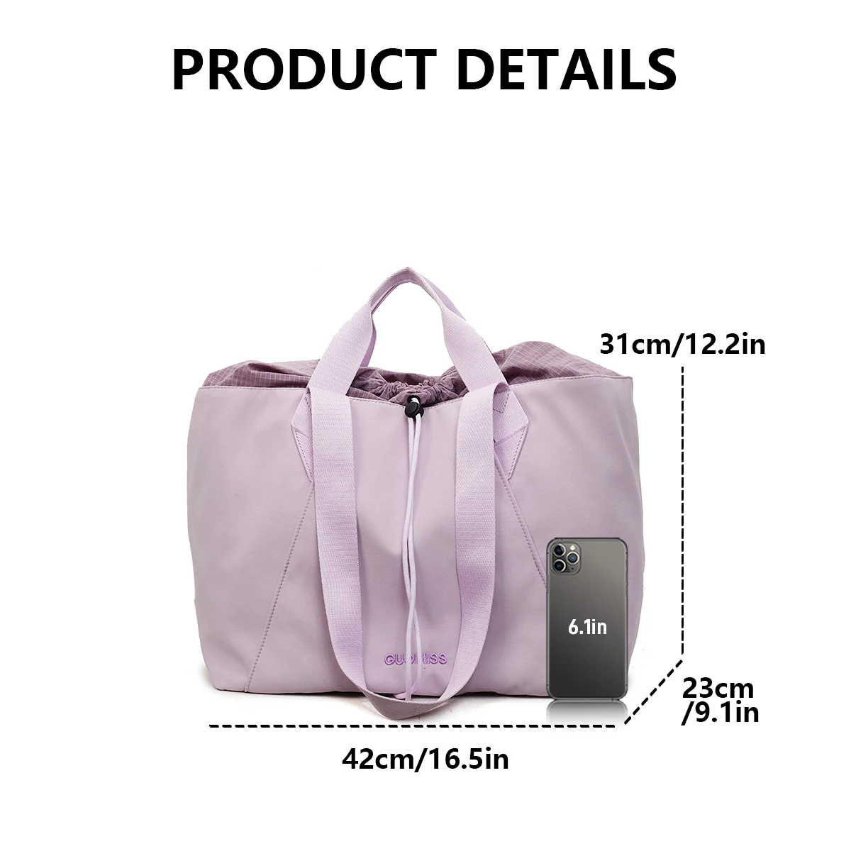 Simple and Versatile Drawstring Tote Bag for Women, Large Capacity Handbag, Crossbody Commuter Bag with Inner Lining, New Niche Shoulder Bag for Students Attending Classes