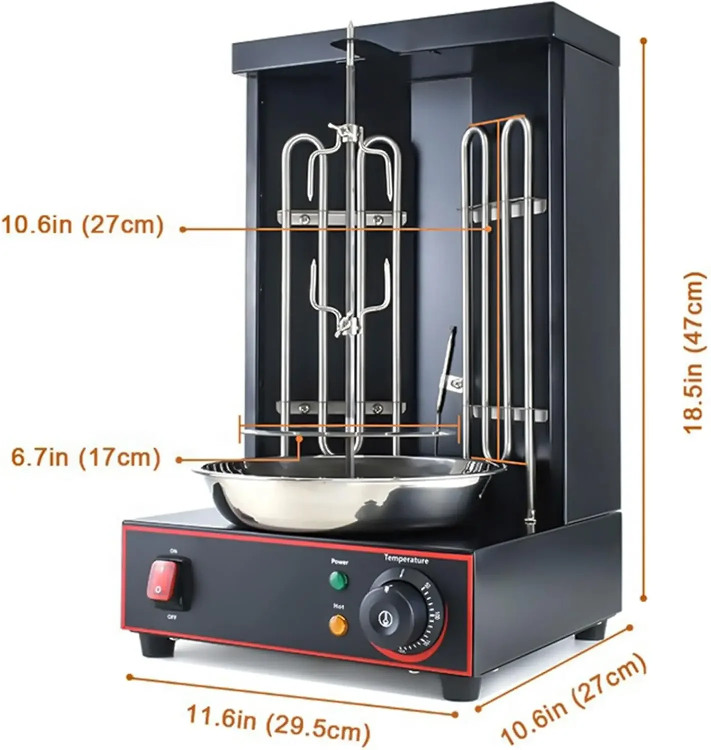 Rotisserie Shawarma Broiler Kebab Grill Machine Rotating Grill With Temperature Chime,(Patented Product) 2