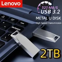 Lenovo 2TB USB 3.2 Flash Drive 520MB/s Metal Pen Drive High Speed Portable Drive For PC Laptop Phone OTG Waterproof Memory Stick