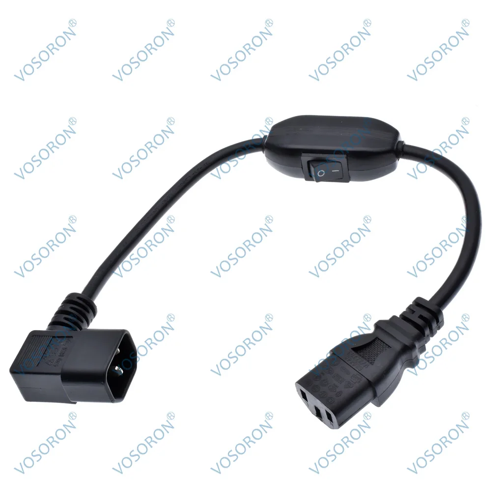 UPS 전원 케이블, IEC 320 직각 C14 수-C13 암 익스텐션 케이블, 10A 온/오프 스위치 전원 코드 포함