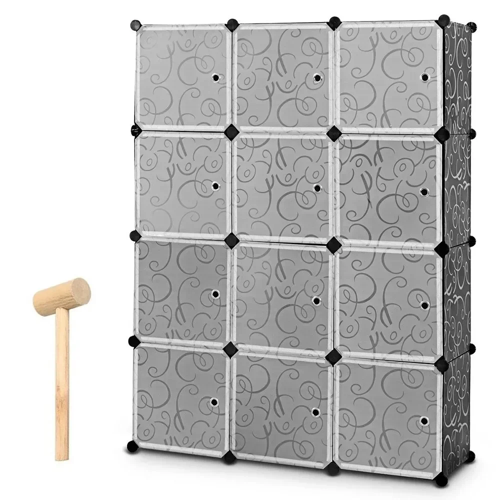 

DIY 12 Cube Portable Closet Storage Organizer Clothes Wardrobe Cabinet W/Doors Storage Box