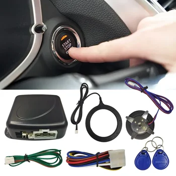 Kit di avviamento per ingresso senza chiave 12V Interruttore di avviamento per auto Accensione senza chiave Set di pulsanti per motore automatico Sistema antifurto per ingresso senza chiave
