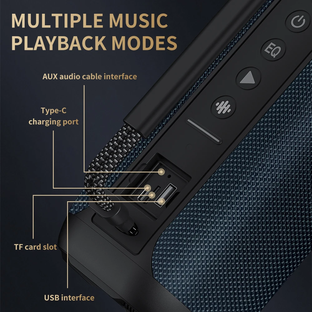 Cyboris T12A 80W Speaker Portable BT5.3 Speakers Subwoofer HIFI Sound Quality 8800mAh TWS Soundbox IPX7 for Outdoor,Travel,Home