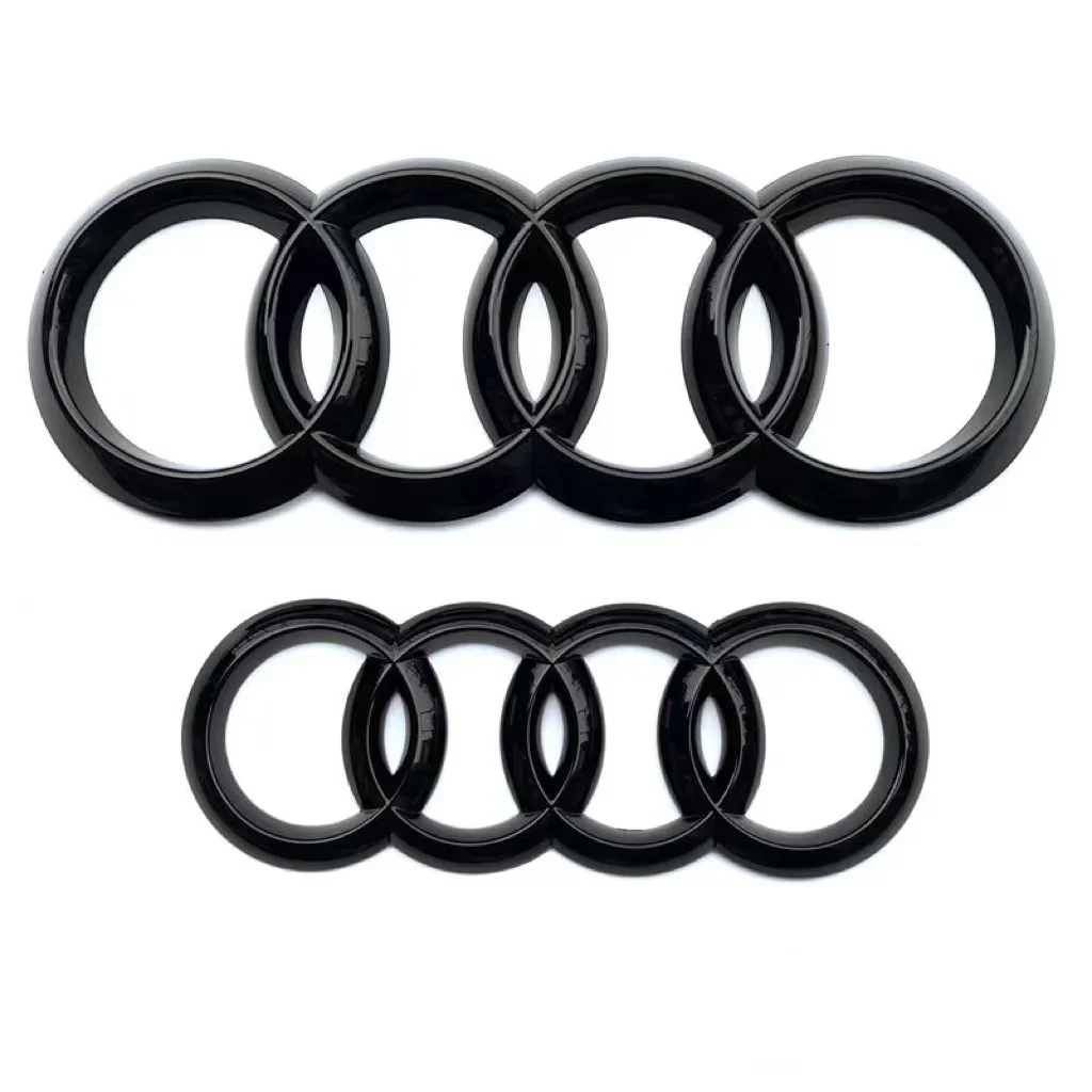 Car Black Logo Badge Car Front Grille Rear Trunk 4Ring Emblem For Audi A1 A3 A4 A5 A6 A7 S3 S4 S5 S6 RS3 RS4 RS5 RS6 Q3 Q5 Q7 car sticker