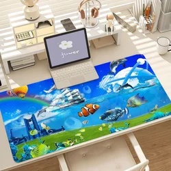 Blue Sea Dolphin Rainbow Print Gaming Mouse Pad - Large, Anti - Slip with Stitched Edges - 30x60x0.2cm (SBDGY01711 - 4)