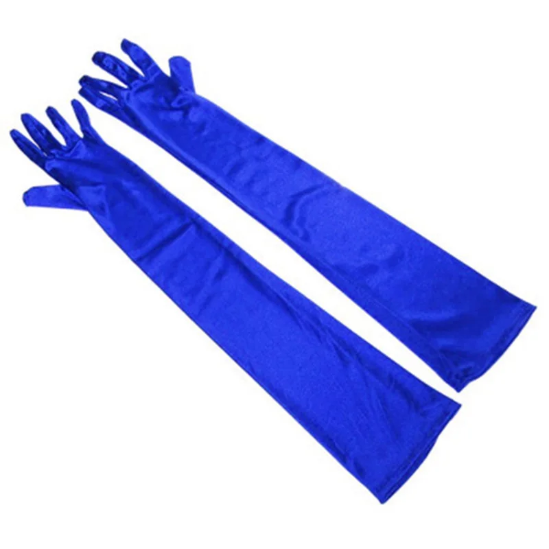 Satin Gloves Korean Women Christmas Wedding Dress Long Elastic Etiquette Gloves Summer Sunscreen UV Full Finger Driving Glove K14
