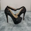 Women's Sexy Pumps Stilettos 14cm Concise Buckle Supper High Heels Fashion Ankle Strap Catwalk Party Wedding Shoes Large Size 44 5