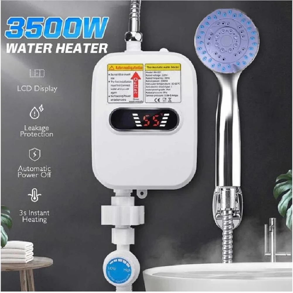 3500W Electric Thankless Instant Hot Water Heater 110V Bathroom Faucet Tap Heating 3 Seconds Instant Heating US Plug HOT
