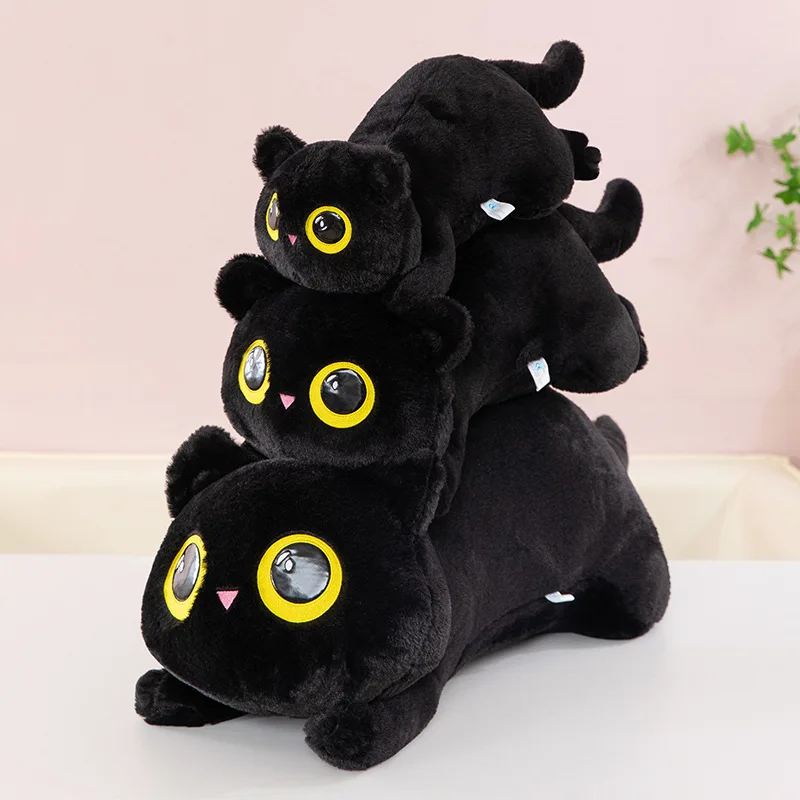 Cute Black Cat Plush Toy Doll Kawaii Big Cuddly Pillow Cushion For Boy Girl Brithday Gifts 50-90cm