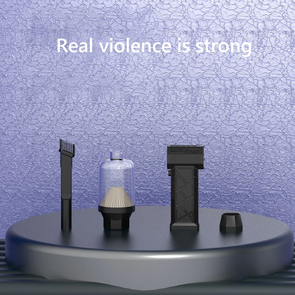 130000RPM Mini Turbo Fan USB Rechargeable Electric Air Duster with Brush & Nozzle Wireless Dust Blower for Outdoor Use