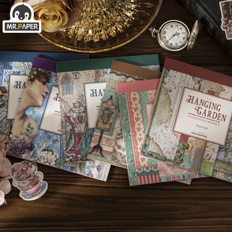 Mr. Paper Vintage European Stickers Literary Model Hand Account Decorative Stationery Art Supplies Sticker 25pcs/Book