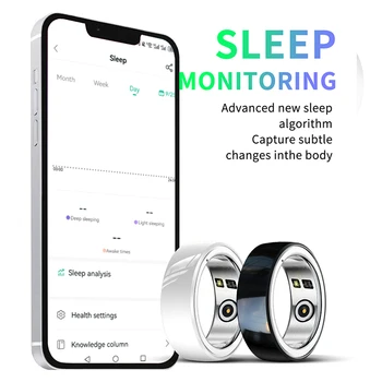 Waterproof R08M Health Smart Ring Nano Ceramic Stainless Steel Rings Heart Rate Blood Oxygen Sleep Emotion Monitor Sport For Man 1