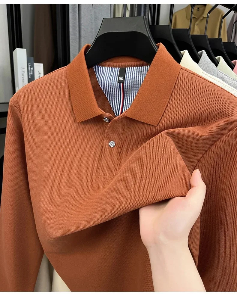Men’s clean solid polo shirt for autumn and spring