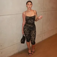 Donna Lace Hollow Out Spaghetti Strap Capri Set 4