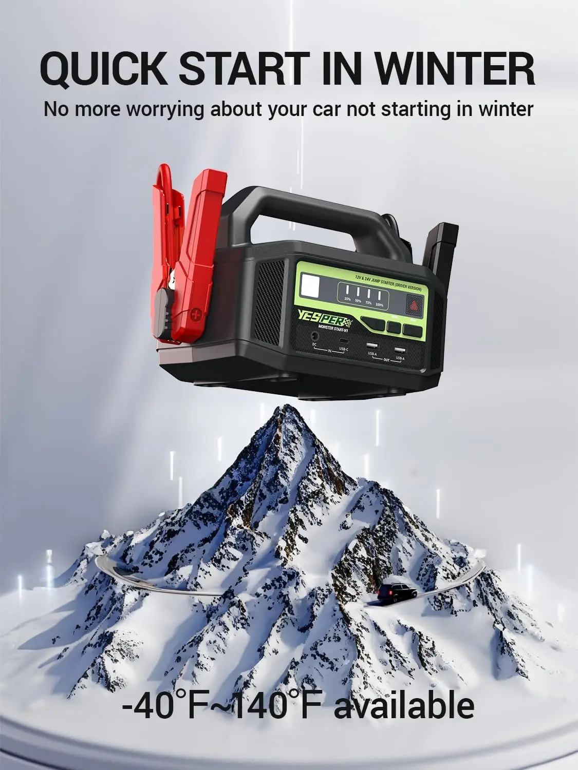 YESPER 24V/6000A Peak Jump Starter – An All-in-One Device for Jump Starting & Charging, Suitable for Cars and Trucks