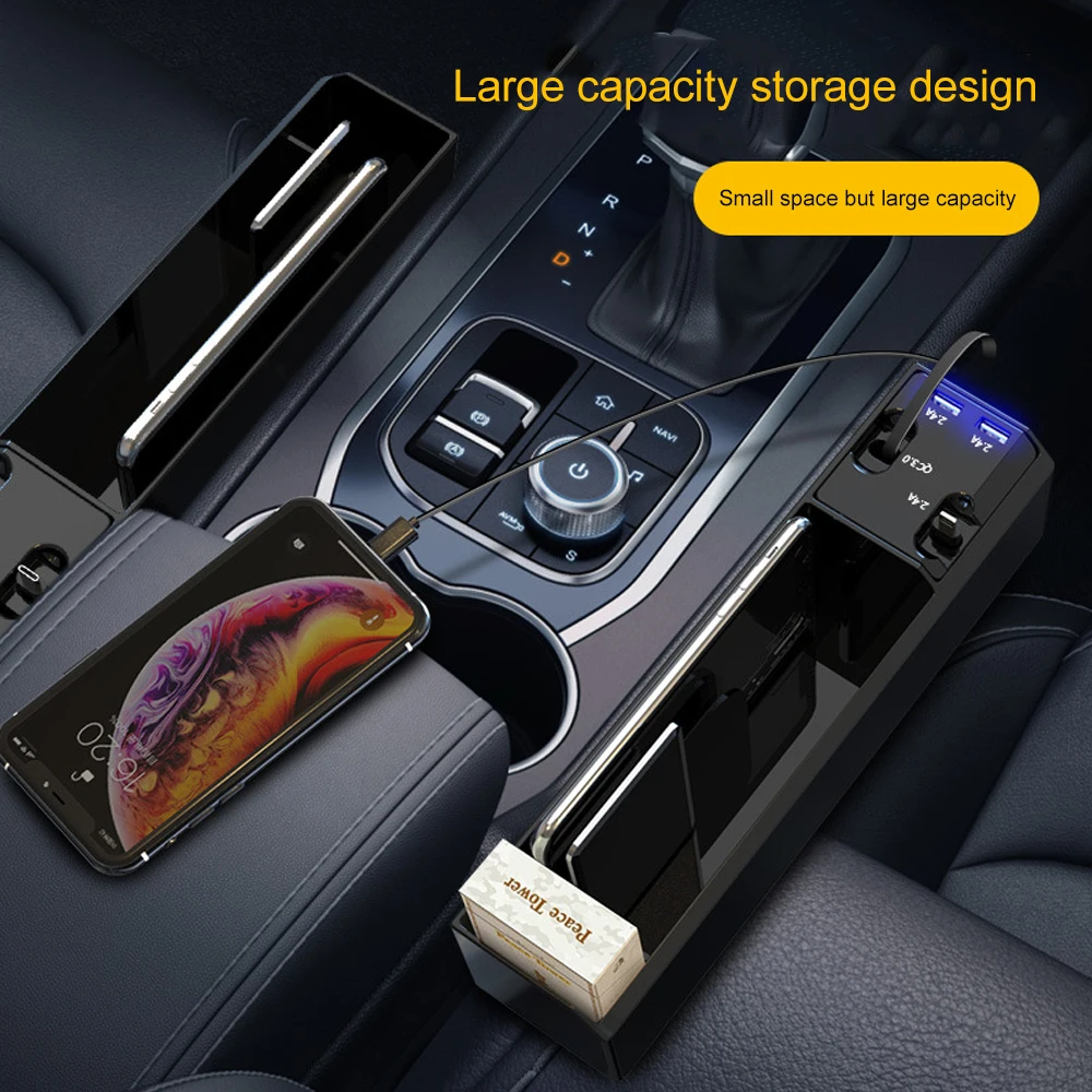 

2022 New Hot Design Auto Car Seat Gap Organizer Storage Box Car Console Side Pocket Leather Seat Crevice Storage Box