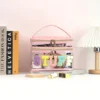 1pcs Large Capacity Letter Embroidery Double Layer Transparent Cosmetic Bag Toiletry Bag Travel Storage Bag Suitable for Travel 4