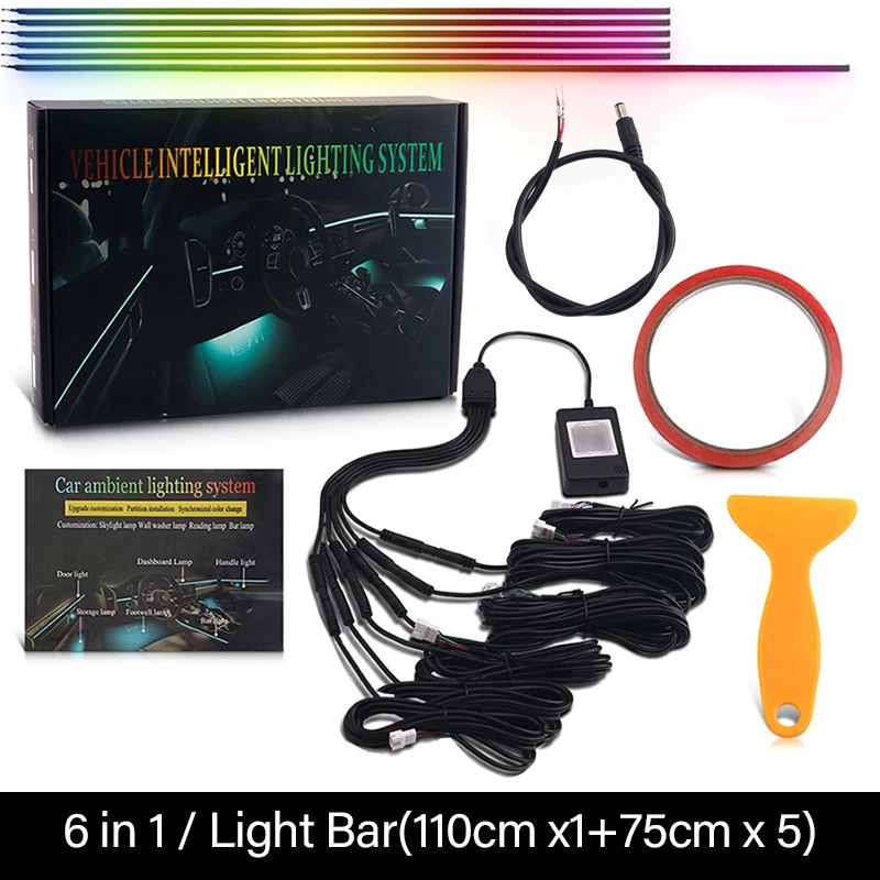ตัวเลือกสินค้า รถ LED ตกแต่งบรรยากาศ 64 สี ควบคุมด้วยแอปพลิเคชัน
