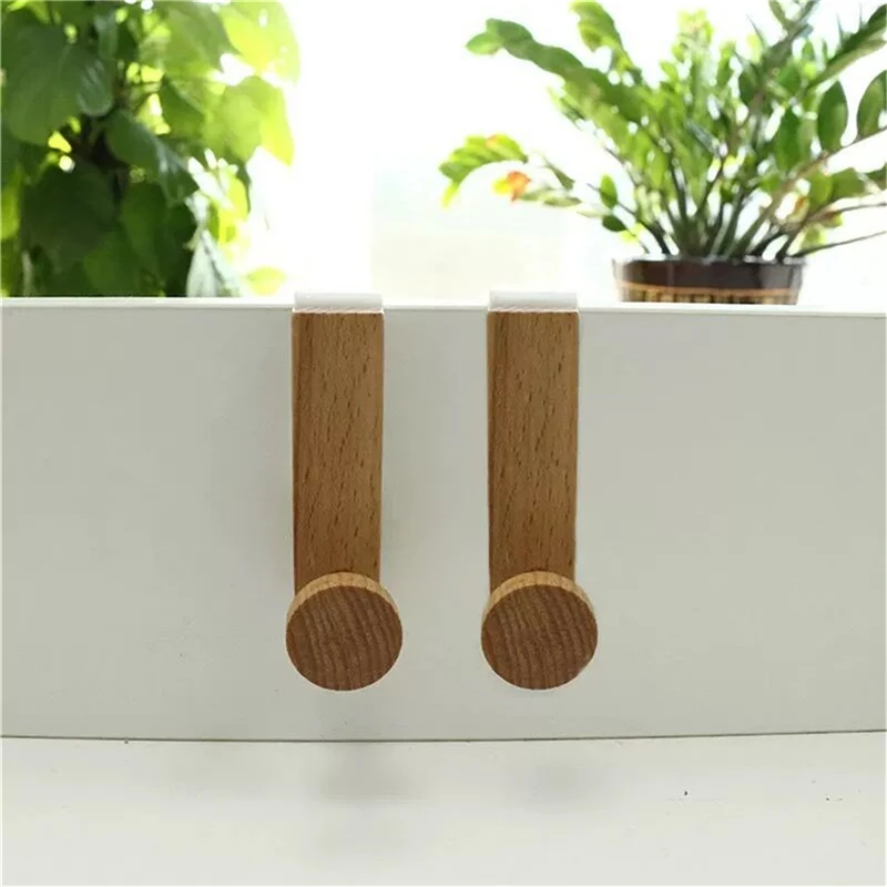 Kitchen Cabinet Hook Towels Clothes Coat Bathroom Accesories Storage Hanger Door Back Hanging Holder Iron Wooden Rack Organizer