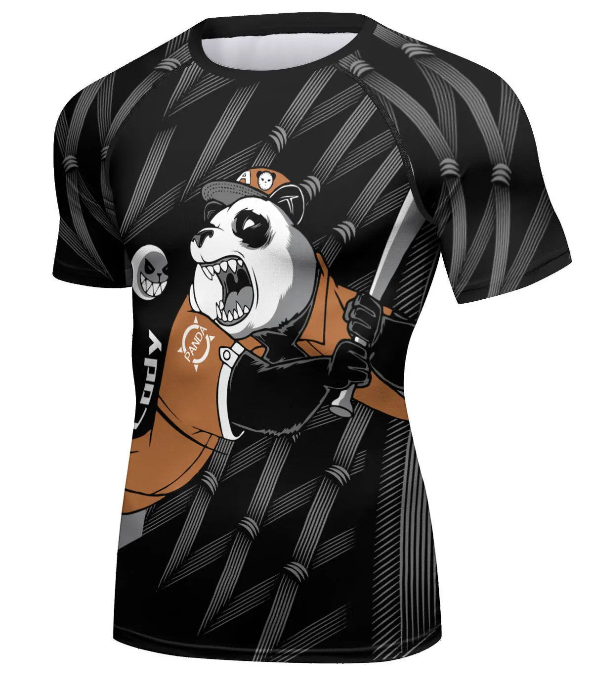 Men's Compression Shirts Short Sleeve Printing Dry Fit T Shirt Fitness Running Athletic Workout Sports Baselayer Tee (221542)