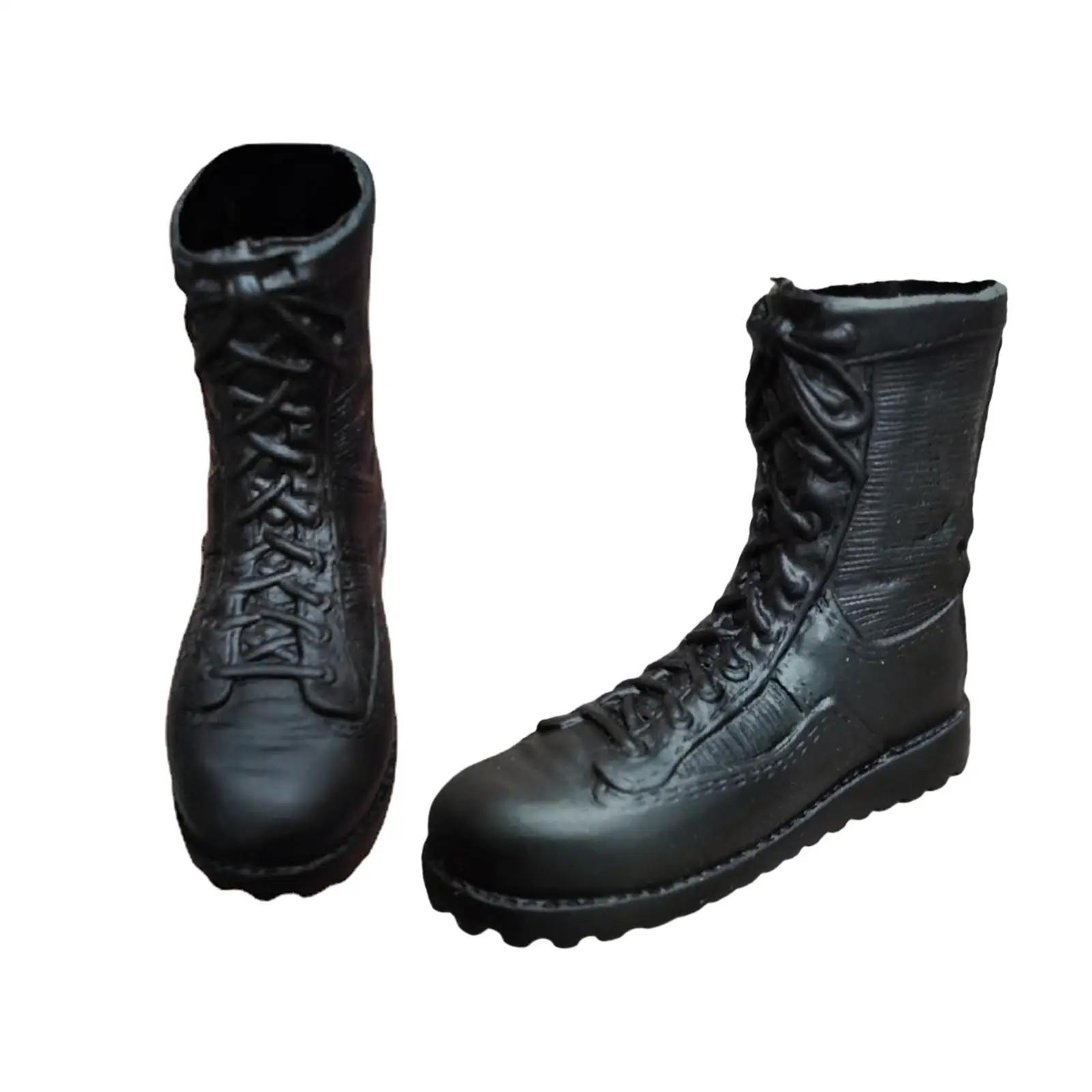 1:6 Mans Soldier Shoes Combat Boots Footwear Formal Mid Calf Winter Boot Black for 12'' Action Figures Costume Accessories