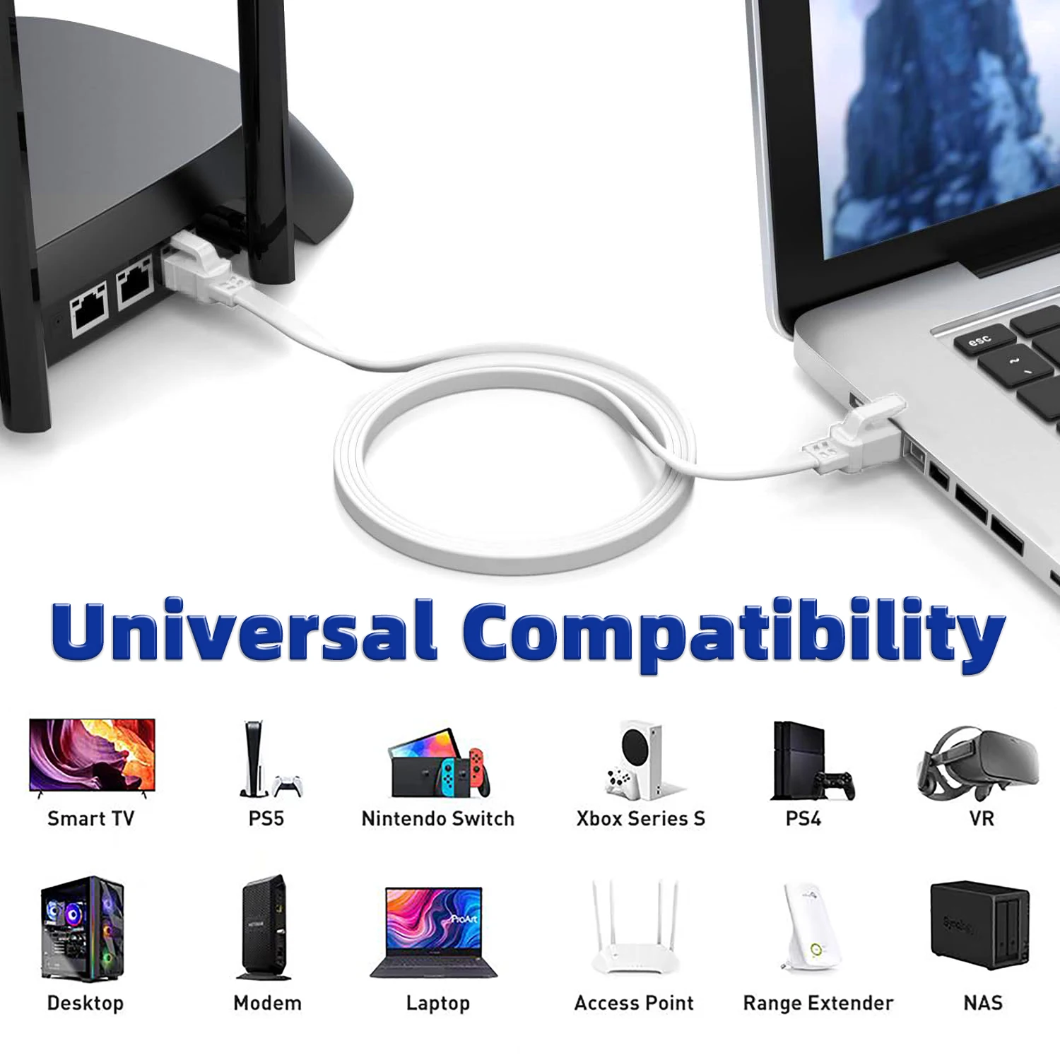 나일론 땋은 Cat8 이더넷 케이블 PS5 노트북 라우터 용 40Gbps 2000MHz 고속 RJ45 네트워크 코드 낮은 Cat8 케이블 이더넷
